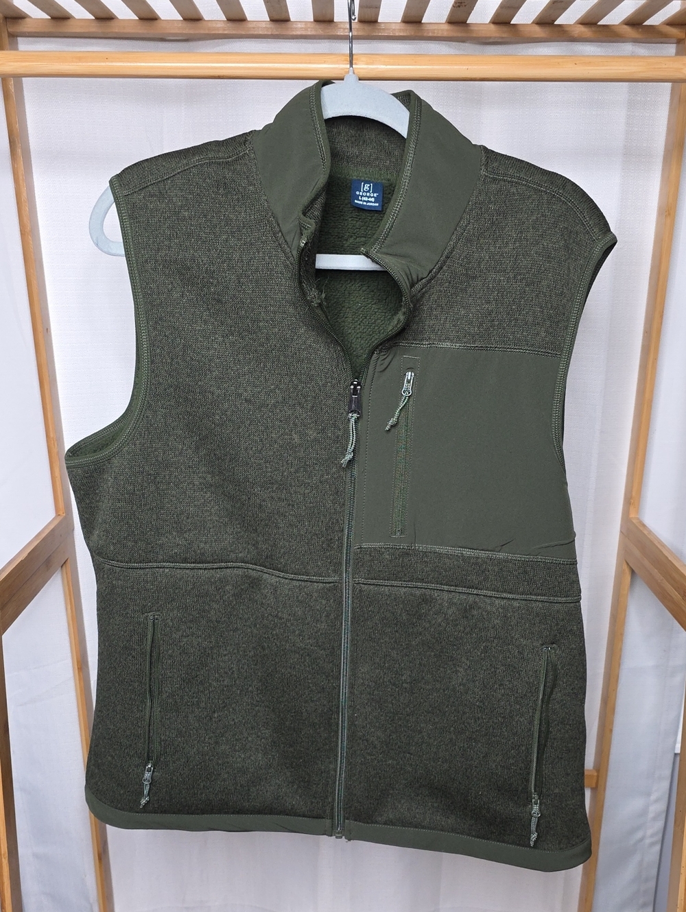 George Men's Olive Utility Fleece Vest